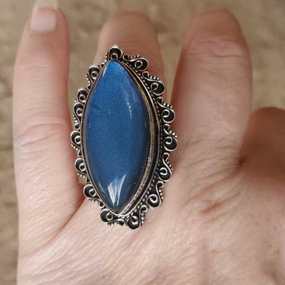 New Huge Dichoric Glass Antique Design 925 Silver Ring. - Picture 5 of 16
